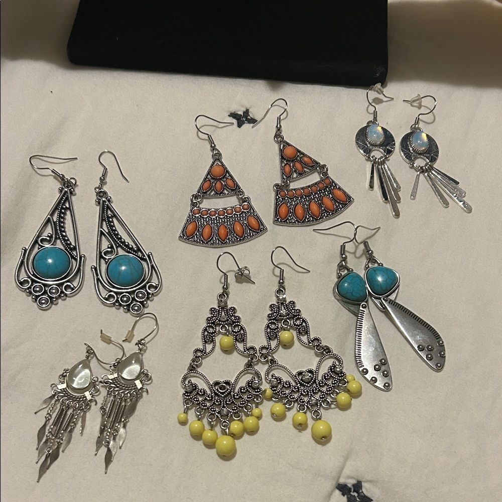 Silver custom earrings and Turquoise Earrings Set